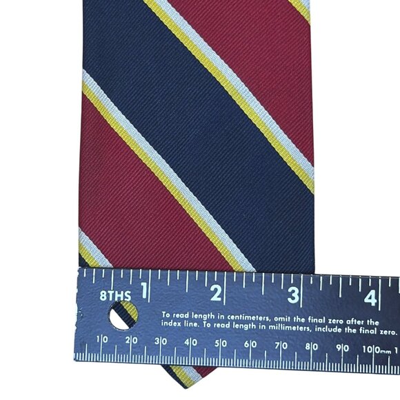 Brooks Brothers Mens Red & Navy Silk Striped Necktie Classic Style - Picture 7 of 7